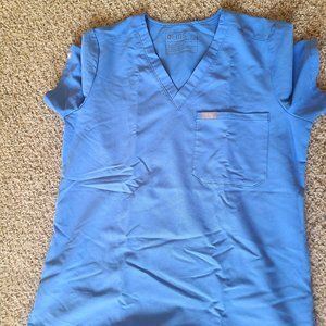 Figs Pale Blue Scrub Top, size small